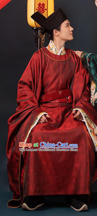 China Ancient Young Childe Garment Costumes Traditional Wedding Hanfu Robe Attire Song Dynasty Official Historical Clothing for Men