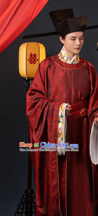 China Ancient Young Childe Garment Costumes Traditional Wedding Hanfu Robe Attire Song Dynasty Official Historical Clothing for Men