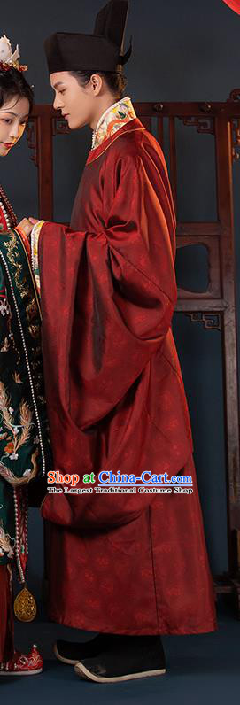 China Ancient Young Childe Garment Costumes Traditional Wedding Hanfu Robe Attire Song Dynasty Official Historical Clothing for Men