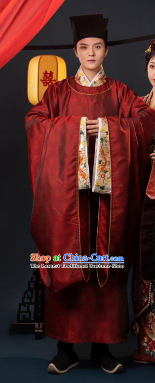 China Ancient Young Childe Garment Costumes Traditional Wedding Hanfu Robe Attire Song Dynasty Official Historical Clothing for Men