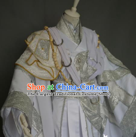 Chinese Cosplay Immortal Clothing Ancient Taoist Priest White Uniforms Traditional Puppet Show Swordsman Monk Garment Costumes