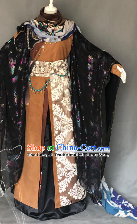 Chinese Ancient Warrior Monk Uniforms Traditional Puppet Show Swordsman Feng Xiaoyao Garment Costumes Cosplay Castellan Clothing