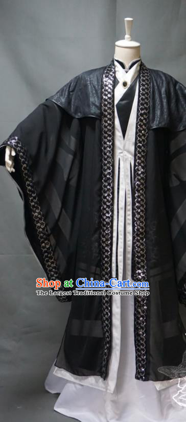 Chinese Ancient Kungfu Master Uniforms Traditional Puppet Show Swordsman Yin Chunqiu Garment Costumes Cosplay Taoist Priest Clothing