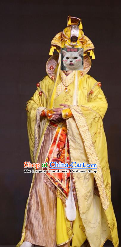 Chinese Cosplay Emperor Clothing Ancient Monarch Yellow Uniforms Traditional Puppet Show Swordsman King Garment Costumes