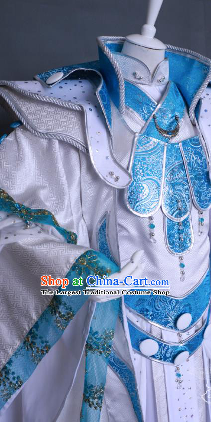 Chinese Cosplay Taoist Priest Clothing Ancient Swordsman White Uniforms Traditional Puppet Show Dragon Prince Garment Costumes