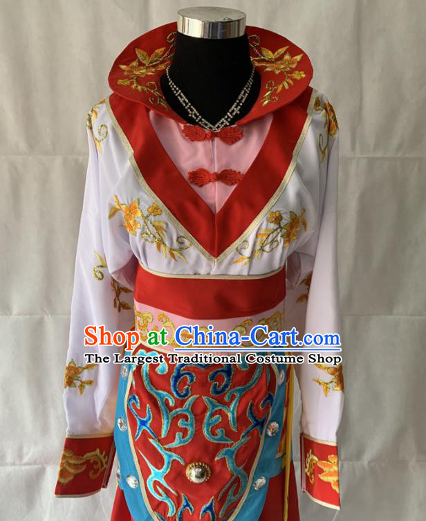 China Beijing Opera Blues Red Dress Outfits Traditional Opera Actress Garment Costume Ancient Swordswoman Clothing
