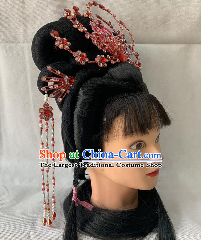 Chinese Peking Opera Hua Tan Hair Accessories Traditional Opera Headdress Beijing Opera Fairy Wigs and Hair Crown Hairpieces