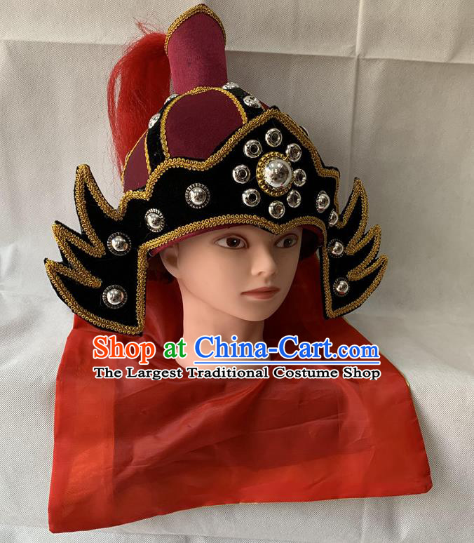 Handmade China Peking Opera Wusheng Hat Beijing Opera Warrior Headwear Ancient General Helmet Headdress