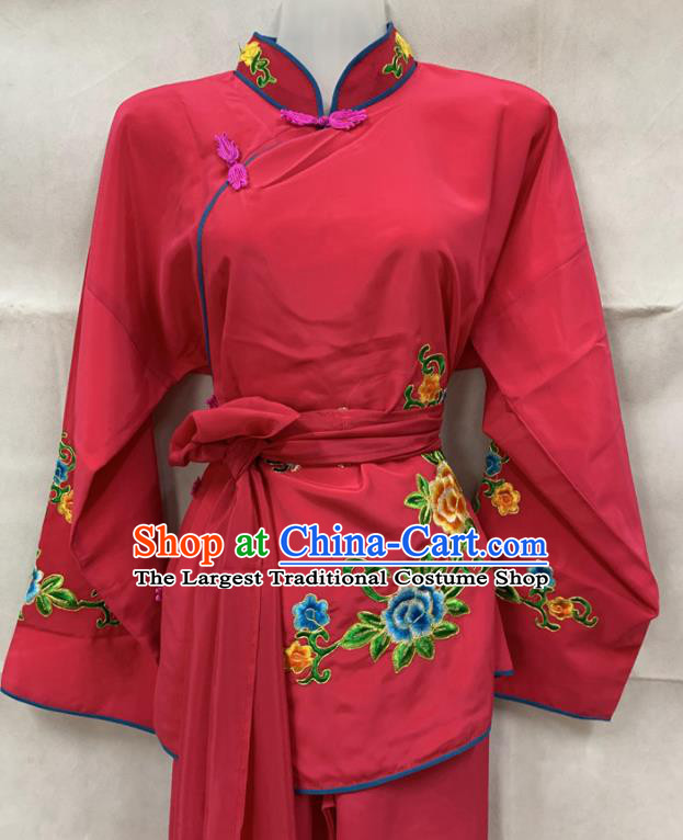 China Traditional Opera Servant Girl Garment Costumes Ancient Maid Lady Clothing Beijing Opera Xiaodan Red Dress Outfits