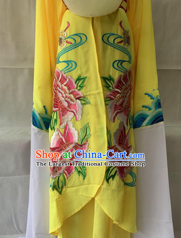 China Ancient Imperial Concubine Embroidered Clothing Beijing Opera Hua Tan Yellow Dress Outfits Traditional Opera Court Beauty Garment Costumes