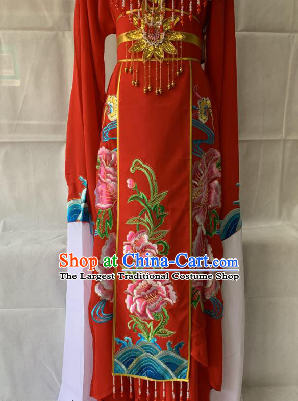 China Traditional Opera Court Beauty Garment Costumes Ancient Imperial Concubine Embroidered Clothing Beijing Opera Hua Tan Red Dress Outfits