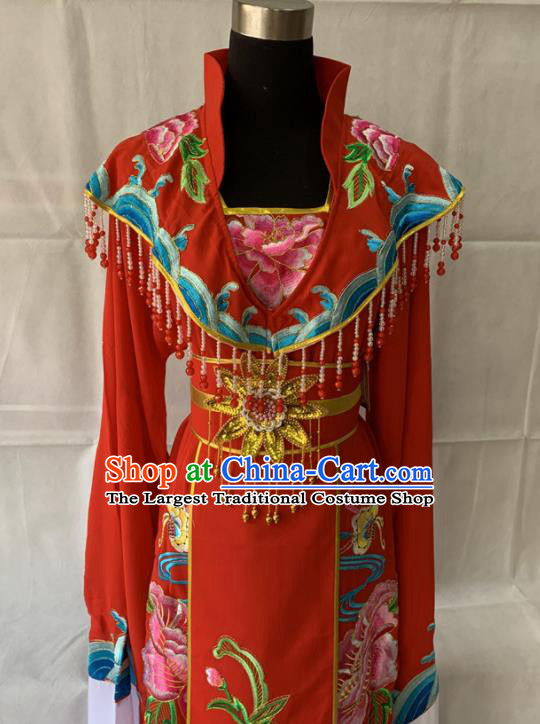 China Traditional Opera Court Beauty Garment Costumes Ancient Imperial Concubine Embroidered Clothing Beijing Opera Hua Tan Red Dress Outfits