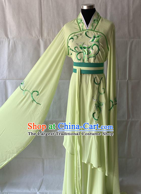 China Beijing Opera Palace Lady Light Green Dress Outfits Traditional Opera Young Beauty Garment Costumes Ancient Fairy Clothing