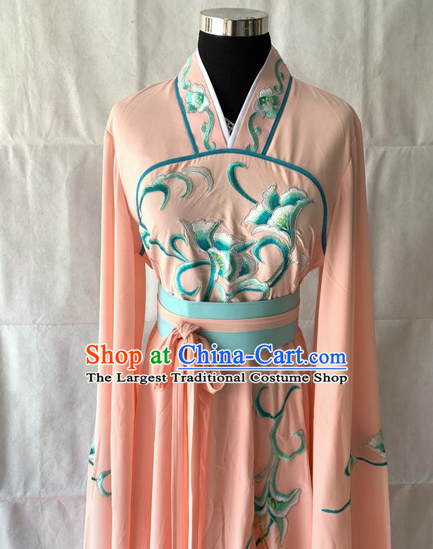 China Ancient Fairy Clothing Beijing Opera Palace Lady Pink Dress Outfits Traditional Opera Young Beauty Garment Costumes
