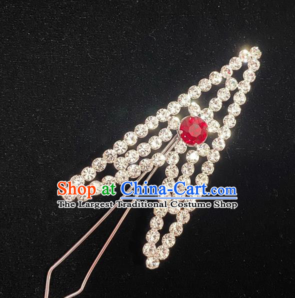 Chinese Traditional Opera Swordswoman Hairpin Beijing Opera Actress Hair Accessories Peking Opera Wudan Crystal Hair Stick