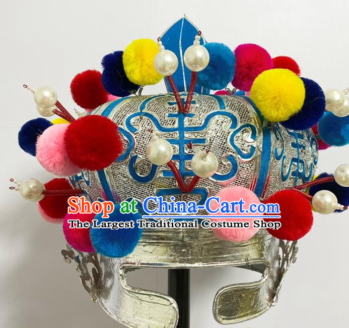 Handmade China Ancient Swordsman Hair Accessories Peking Opera Wusheng Hat Beijing Opera Warrior Helmet Headwear