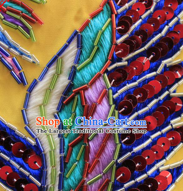 China Traditional Opera Imperial Concubine Garment Costume Ancient Palace Beauty Mantle Clothing Beijing Opera Hua Tan Embroidered Phoenix Yellow Cape
