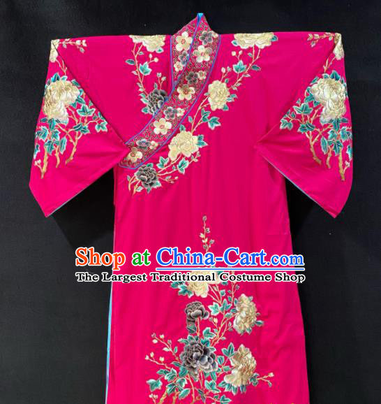 Chinese Peking Opera Xiaosheng Embroidered Rosy Robe Traditional Opera Scholar Clothing Beijing Opera Young Childe Garment Costume
