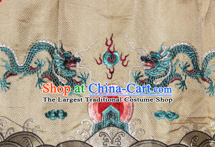Chinese Traditional Opera Emperor Clothing Beijing Opera Laosheng Garment Costume Peking Opera Elderly Man Embroidered Dragon Robe