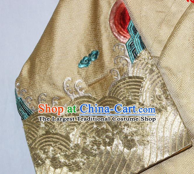 Chinese Traditional Opera Emperor Clothing Beijing Opera Laosheng Garment Costume Peking Opera Elderly Man Embroidered Dragon Robe
