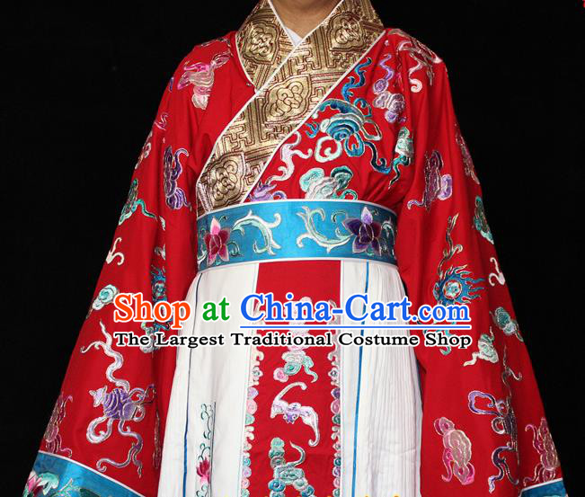 China Ancient Fairy Princess Clothing Beijing Opera Diva Embroidered Red Dress Outfits Traditional Opera Court Beauty Garment Costume