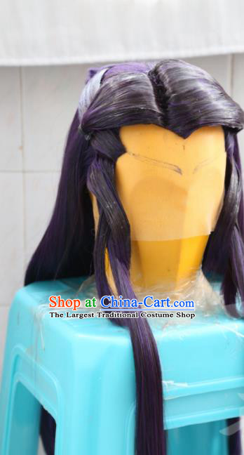 Handmade China Ancient Young Knight Wigs Hairpieces Cosplay Hair Accessories Traditional Puppet Show Swordsman Headdress