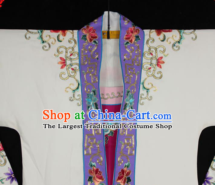 China Traditional Opera Noble Lady Garment Costume Ancient Princess Clothing Beijing Opera Actress Embroidered White Cape
