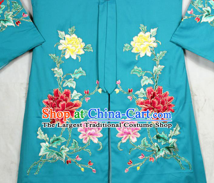 China Ancient Princess Clothing Beijing Opera Actress Embroidered Green Cape Traditional Opera Noble Lady Garment Costume