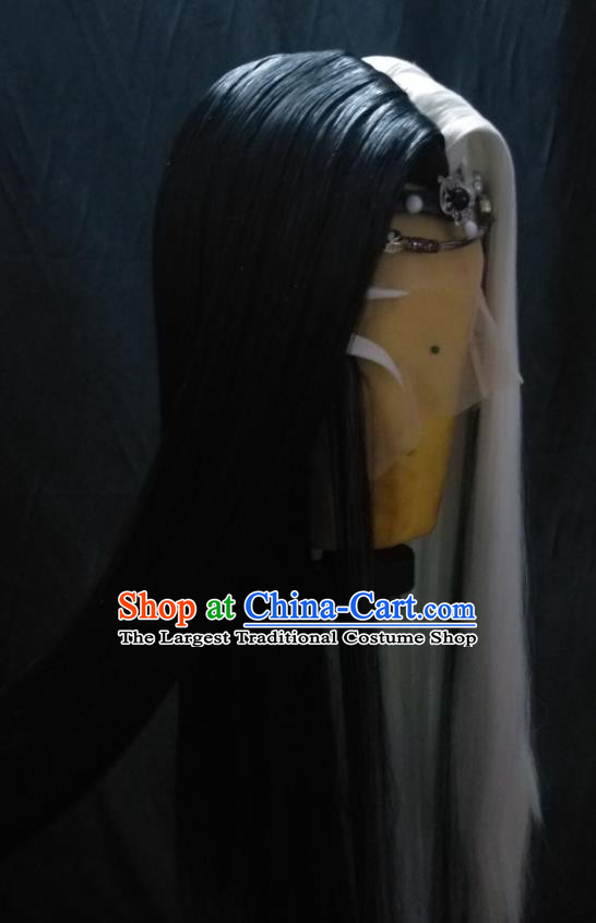 Handmade China Cosplay Swordsman Hairpieces Traditional Puppet Show Taoist Headdress Ancient Chivalrous Knight Wigs Hair Accessories