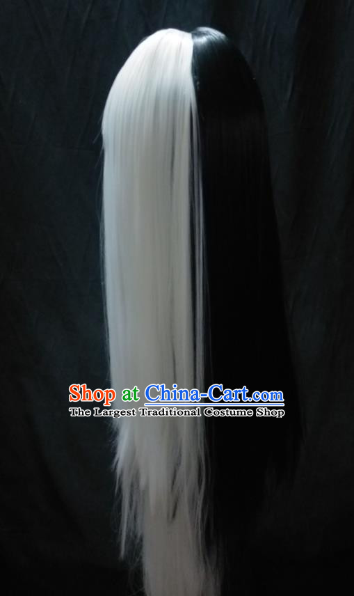 Handmade China Cosplay Swordsman Hairpieces Traditional Puppet Show Taoist Headdress Ancient Chivalrous Knight Wigs Hair Accessories