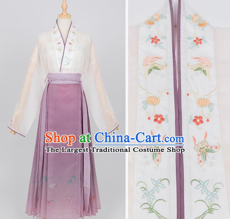 China Traditional Noble Woman Historical Clothing Ancient Young Mistress Embroidered Hanfu Dress Song Dynasty Garment Costumes