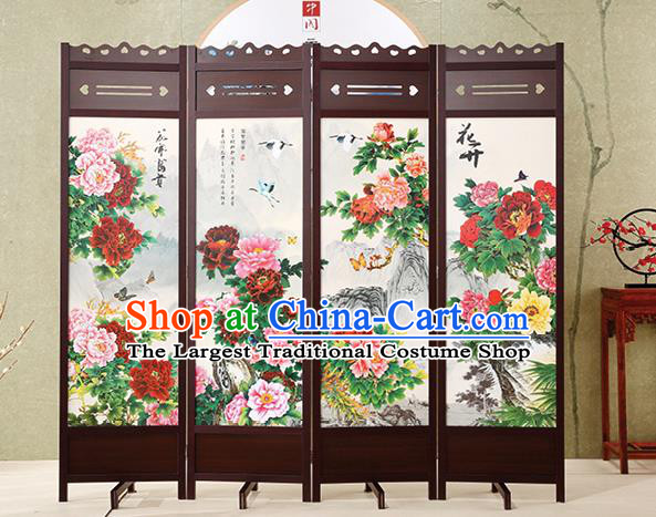 Chinese Hand Painting Screens Home Ornaments Handmade Flowers Birds Folding Screen Craft