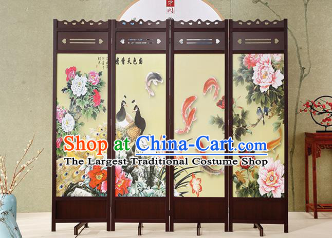 Chinese Hand Painting Screens Home Ornaments Handmade Flowers Birds Folding Screen Craft