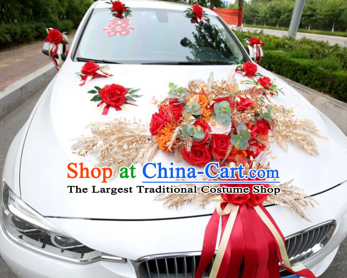 Top Wedding Car Ornaments Wedding Car Decorations Love Simulation Rose Flowers Bouquet