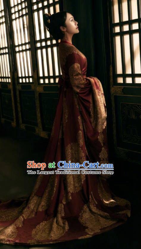 China Ancient Imperial Concubine Hanfu Dress Garments Drama The Rebel Princess Sun Jin Er Replica Costumes Southern and Northern Dynasties Clothing