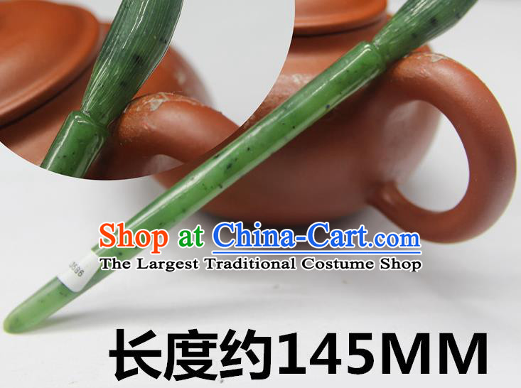 China Classical Cheongsam Hair accessories Handmade Carving Hairpin National Jade Brush Hair Stick