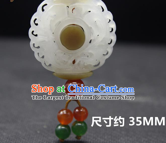 China Handmade Carving Hetian Jade Necklace National Jade Pendant Classical Cheongsam Jewelry Accessories