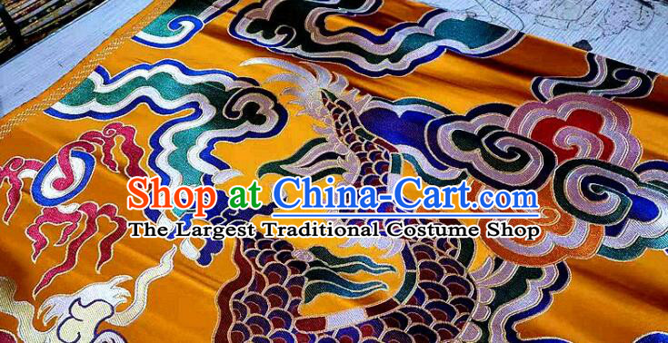 China Zang Nationality Silk Fabrics Classical Yunjin Drapery Traditional Large Dragon Pattern Design Brocade Fabric