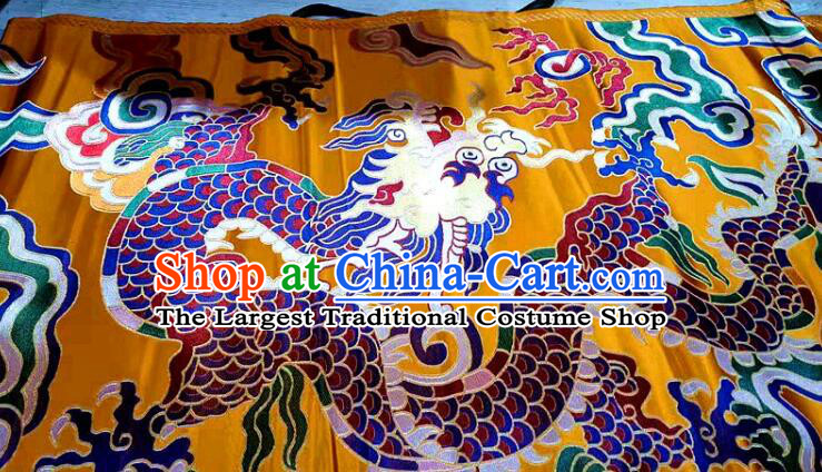 China Zang Nationality Silk Fabrics Classical Yunjin Drapery Traditional Large Dragon Pattern Design Brocade Fabric