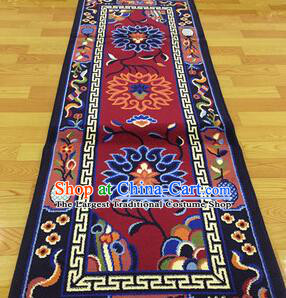 Tibetan Lotus Rug Chinese Handmade Wine Red Rug