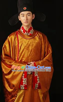 China Traditional Song Dynasty Groom Garment Costumes Ancient Wedding Clothing and Hat Complete Set