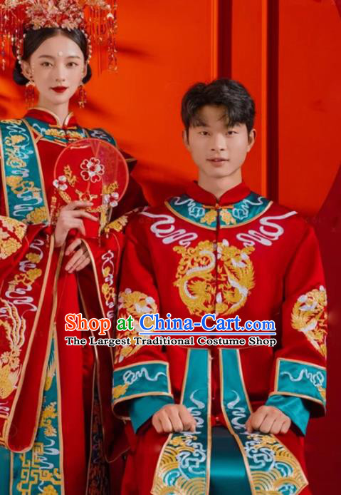 China Traditional Song Dynasty Bride Garment Costumes Ancient Empress Xia Pei Wedding Clothing and Phoenix Coronet