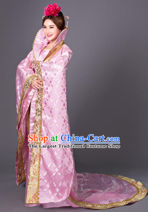 Chinese Ancient Imperial Consort Hanfu Clothing Tang Dynasty Princess Pink Dress Costume