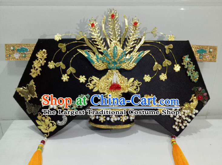 China Traditional Qing Dynasty Court Headdress TV Series Giant Wing Headpiece Ancient Imperial Consort Hair Accessories