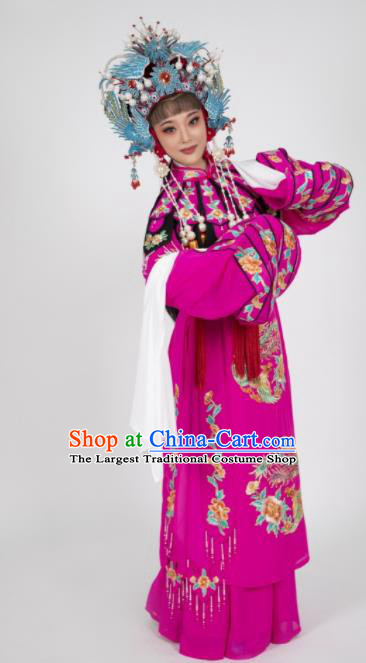 Chinese Ancient Princess Clothing Peking Opera Hua Tan Garment Costumes Traditional Cantonese Opera Diva Magenta Dress