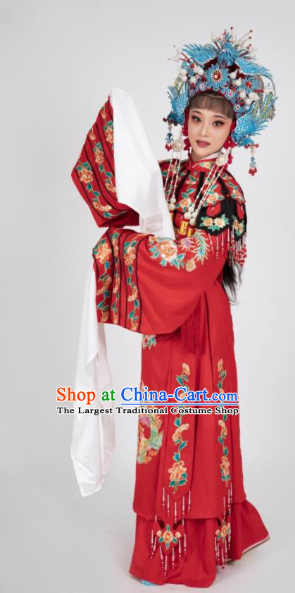 Chinese Traditional Cantonese Opera Diva Red Dress Ancient Princess Clothing Peking Opera Hua Tan Garment Costumes