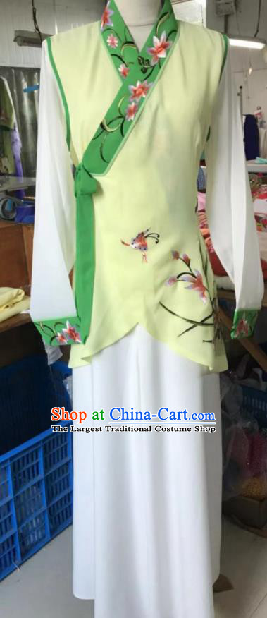 Chinese Peking Opera Actress Garment Costumes Traditional Cantonese Opera Country Woman Yellow Dress Ancient Servant Girl Clothing