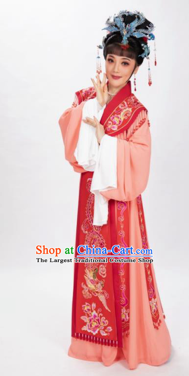 Chinese Ancient Royal Princess Clothing Peking Opera Hua Tan Garment Costumes Traditional Shaoxing Opera Empress Red Dress