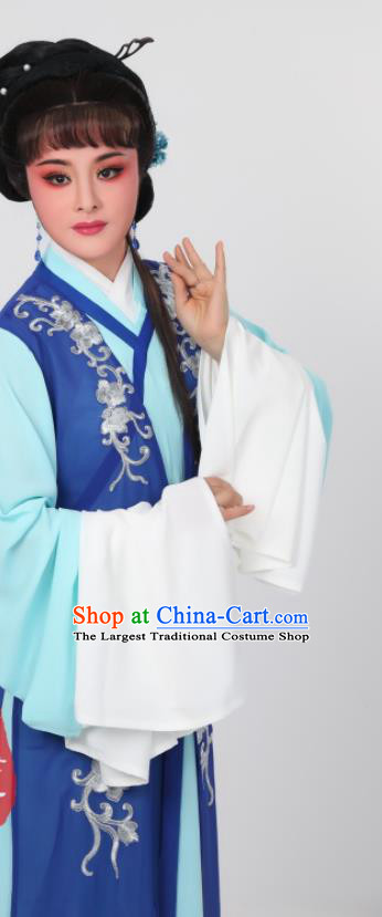Chinese Peking Opera Qingyi Costumes Traditional Opera Actress Blue Dress Garments Ancient Distressed Mistress Clothing