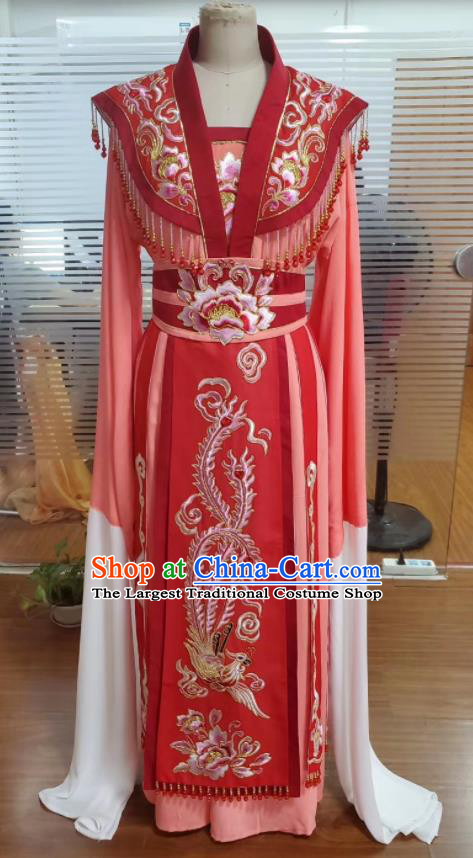 Chinese Peking Opera Diva Garment Costumes Traditional Shaoxing Opera Actress Red Dress Ancient Royal Empress Clothing